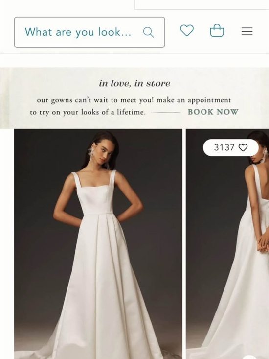 Anthropologie Dresses & Skirts - Anthropologie Ivory Square-Neck Satin A-Line Wedding Dress